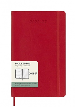 Kalendarz Moleskine 2026-2027 18-miesięczny rozmiar L (duży 13x21 cm) Tygodniowy Czerwony/ Szkarłatny Miękka oprawa (Moleskine Weekly Notebook Planner 26/27 Large Soft Scarlet Red Cover) - 8056999279837