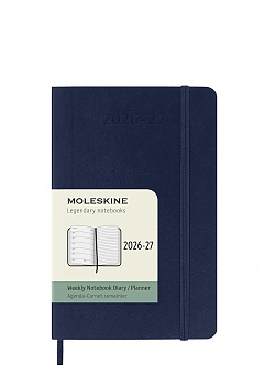 Kalendarz Moleskine 2026-2027 18-miesięczny rozmiar P (kieszonkowy 9x14 cm) Tygodniowy Niebieski/ Szafirowy Miękka oprawa (Moleskine Weekly Notebook Planner 2026/27 P Pocket Sapphire Blue Soft Cover) - 8056999279875