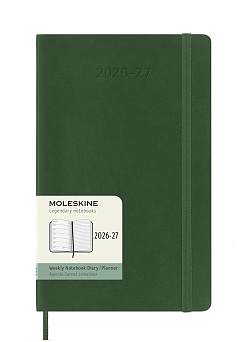 Kalendarz Moleskine 2026-2027 18-miesięczny rozmiar L (duży 13x21 cm) Tygodniowy Zielony Mirt Miękka oprawa (Moleskine Classic 18 Month 2026/27 Weekly Planner Soft Cover Large Myrtle Green) - 8056999279844