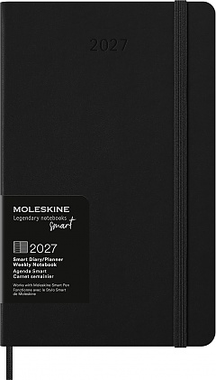 Kalendarz Inteligentny 2027 12M Moleskine Smart do Pióra Smart Pen rozmiar L (duży 13x21 cm) Tygodniowy Czarny Twarda oprawa (Moleskine Smart Planner 2027 Weekly 12-Month Large Black Hard Cover) - 8056999279349