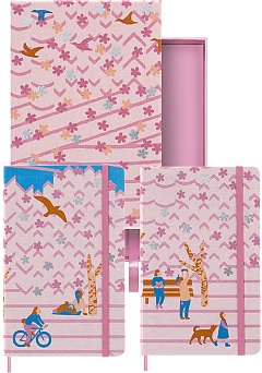 Notatniki Moleskine Sakura L duże (13x21 cm) w Linie i Gładki Różowe Twarda oprawa Zestaw Prezentowy w Pudełku (Moleskine Sakura Set Two Limited Edition Notebooks, Large Ruled and Large Plain Pink/Purple Hard Cover) - 8056598851472