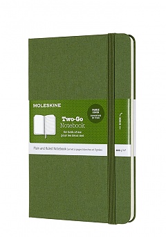 Notes Moleskine średni M [11,5x18 cm] Two-Go Czysty / w Linie Zielona Trawa Twarda Oprawa (Moleskine Two-Go Notebook Medium Ruled-Plain Grass Green Hard Cover) - 8058647620190