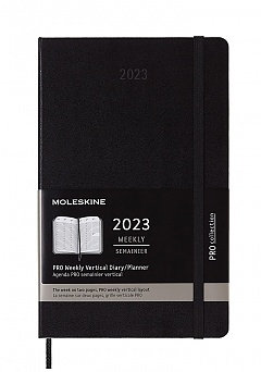 Kalendarz Moleskine 2023 12M PRO rozmiar L (duży 13x21 cm) Wertykalny Tygodniowy Czarny Twarda oprawa (Moleskine Weekly Vertical 2023 PRO Planner Large Black Hard Cover) - 8056598851014