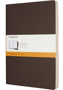 Zestaw 3 zeszytów Moleskine Cahier XL ekstra duże (19x25 cm) w Linie Kawowy Brąz Miękka oprawa (Moleskine Cahiers Set of 3 Ruled Journals Coffee Brown Soft Cover) - 8055002855303