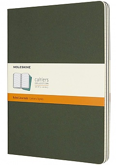 Zestaw 3 zeszytów Moleskine Cahier XL ekstra duże (19x25 cm) w Linie Zielony Mirt Miękka oprawa (Moleskine Cahiers Set of 3 Ruled Journals Myrtle Green Soft Cover) - 8055002855334