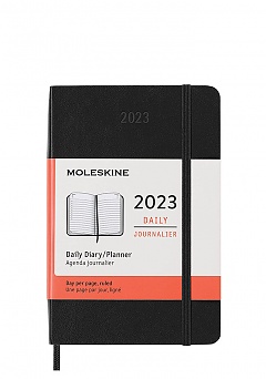 Kalendarz Moleskine 2023 12M rozmiar P (kieszonkowy 9x14 cm) Dzienny Czarny Miękka oprawa (Moleskine Daily Notebook Diary/Planner 2023 Pocket Black Soft Cover) - 8056420859577