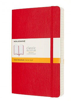 Notatnik Moleskine L duży (13x21cm) Gruby (400 stron) w Linie Czerwony Miękka oprawa (Moleskine Expanded Ruled Notebook 400 Pages Large Scarlet Red Soft Cover) - 8053853606211
