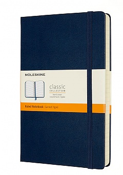 Notatnik Moleskine L duży (13x21cm) Gruby (400 stron) w Linie  Granatowy Twarda oprawa (Moleskine Expanded Ruled Notebook 400 Pages Large Sapphire Blue Hard Cover) - 8053853606235