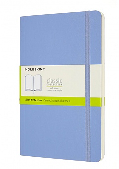 Notatnik Moleskine L duży (13x21cm) Czysty Niebieska Hortensja Miękka oprawa (Moleskine Plain Notebook Large Soft Hydrangea Blue) - 8056420850949