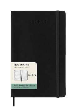 Kalendarz Moleskine 2024-2025 18-miesięczny rozmiar L (duży 13x21 cm) Tygodniowy Czarny Miękka oprawa (Moleskine Weekly Notebook Diary/Planner 2024/25 Large Soft Black Cover) - 8056999270599