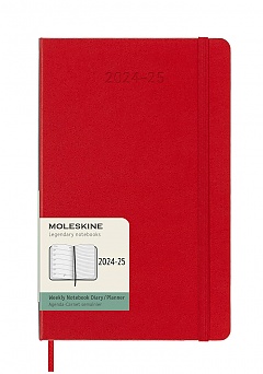 Kalendarz Moleskine 2024-2025 18-miesięczny rozmiar L (duży 13x21 cm) Tygodniowy Czerwony/ Szkarłatny Twarda oprawa (Moleskine Weekly Notebook Planner 24/25 Large Hard Scarlet Red Cover) - 8056999270575