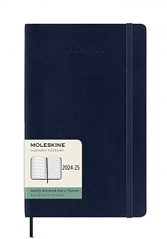 Kalendarz Moleskine 2024-2025 18-miesięczny rozmiar L (duży 13x21 cm) Tygodniowy Niebieski Ciemny/ Szafirowy Miękka oprawa (Moleskine Weekly Notebook Planner 2024/25 Large Soft Sapphire Blue Cover) - 8056999270582