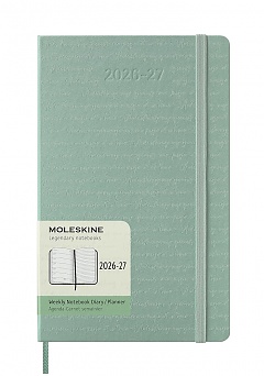 Kalendarz Moleskine 2026-2027 18-miesięczny rozmiar L (duży 13x21 cm) Tygodniowy Szałwiowa Zieleń Twarda oprawa (Moleskine Weekly Notebook Diary/Planner 2026-2027 Large Sage Green Hard Cover) - 8056999279141