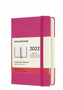 Kalendarz Moleskine 2022 12M rozmiar P (kieszonkowy 9x14 cm) Dzienny Różowy Twarda oprawa (Moleskine Daily Notebook Diary/Planner 2021 Pocket Bougainville Pink Hard Cover) - 8056420858686