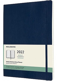 Kalendarz Moleskine 2022 12M rozmiar XL (bardzo duży 19x25 cm) Tygodniowy Niebieski Szafirowy Miękka oprawa (Moleskine Weekly Notebook Diary/Planner 2022 Extra Large Sapphire Blue Soft Cover) - 8056420855906