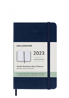Kalendarz Moleskine 2023 12M rozmiar P (kieszonkowy 9x14 cm) Tygodniowy Niebieski/Szafirowy Twarda oprawa (Moleskine Weekly Notebook Diary/Planner 2023 Pocket Sapphire Blue Hard Cover) - 8056420859737