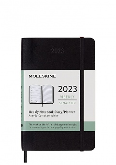 Kalendarz Moleskine 2023 12M rozmiar P (kieszonkowy 9x14 cm) Tygodniowy Czarny Miękka oprawa (Moleskine Weekly Notebook Diary/Planner 2023 Pocket Black Soft Cover) - 8056420859706