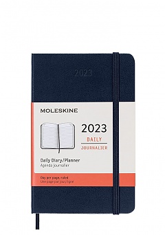 Kalendarz Moleskine 2023 12M rozmiar P (kieszonkowy 9x14 cm) Dzienny Niebieski/Szafirowy Twarda oprawa (Moleskine Daily Notebook Diary/Planner 2023 Pocket Sapphire Blue Hard Cover) - 8056420859591