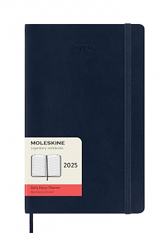 Kalendarz Moleskine 2025 12M rozmiar L (duży 13x21 cm) Dzienny Niebieski/Szafirowy Miękka oprawa (Moleskine Daily Notebook Diary/Planner 2025 Large Sapphire Blue Soft Cover) - 8056999270155