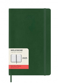 Kalendarz Moleskine 2025 12M rozmiar L (duży 13x21 cm) Dzienny Zielony Mirt Miękka oprawa (Moleskine Daily Notebook Diary/Planner 2025 Large Myrtle Green Soft Cover) - 8056999270780