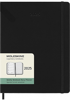 Kalendarz Moleskine 2025 12M rozmiar XL (bardzo duży 19x25 cm) Tygodniowy Czarny Twarda oprawa (Moleskine Weekly Notebook Diary/Planner 2025 Extra Large Black Hard Cover) - 8056999270421