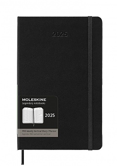 Kalendarz Moleskine 2025 12M PRO rozmiar L (duży 13x21 cm) Wertykalny Tygodniowy Czarny Twarda oprawa (Moleskine Weekly Vertical 2025 PRO Planner Large Black Hard Cover) - 8056999270247