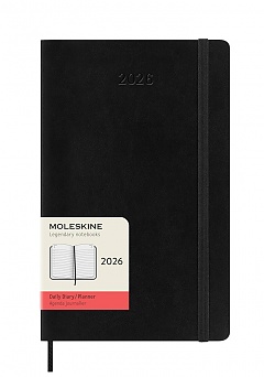 Kalendarz Moleskine 2026 12M rozmiar L (duży 13x21 cm) Dzienny Czarny Miękka oprawa (Moleskine Daily Notebook Diary/Planner 2026 Large Black Soft Cover) - 8056999274573