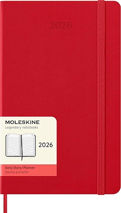 Kalendarz Moleskine 2026 12M rozmiar L (duży 13x21 cm) Dzienny Czerwony/Szkarłatny Twarda oprawa (Moleskine Daily Notebook Diary/Planner 2026 Large Scarled Red Hard Cover) - 8056999274559