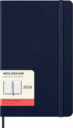 Kalendarz Moleskine 2026 12M rozmiar L (duży 13x21 cm) Dzienny Niebieski/Szafirowy Twarda oprawa (Moleskine Daily Notebook Diary/Planner 2026 Large Sapphire Blue Hard Cover) - 8056999274535