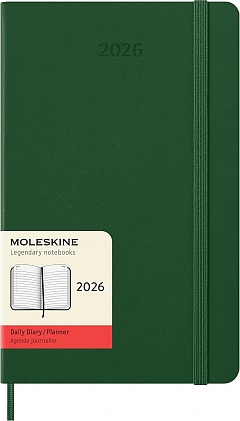 Kalendarz Moleskine 2026 12M rozmiar L (duży 13x21 cm) Dzienny Zielony Mirt Twarda oprawa (Moleskine Daily Notebook Diary/Planner 2026 Large Myrtle Green Hard Cover) - 8056999275570