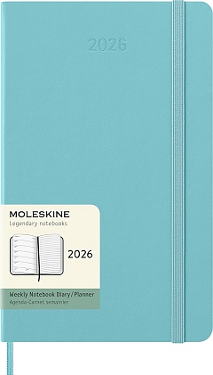 Kalendarz Moleskine 2026 12M rozmiar L (duży 13x21 cm) Tygodniowy Akwamaryna Twarda oprawa (Moleskine Weekly Notebook Diary/Planner 2026 Large Aquamarine Hard Cover) - 8056999276409