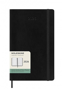 Kalendarz Moleskine 2026 12M rozmiar L (duży 13x21 cm) Tygodniowy Czarny Miękka oprawa (Moleskine Weekly Notebook Diary/Planner 2026 Large Black Soft Cover) - 8056999274726