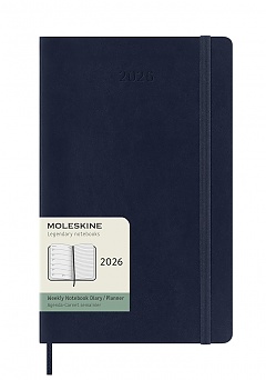Kalendarz Moleskine 2026 12M rozmiar L (duży 13x21 cm) Tygodniowy Niebieski/ Szafirowy Miękka oprawa (Moleskine Weekly Notebook Diary/Planner 2026 Large Sapphire Blue Soft Cover) - 8056999274702