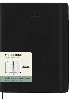 Kalendarz Moleskine 2026 12M rozmiar XL (bardzo duży 19x25 cm) Tygodniowy Czarny Miękka oprawa (Moleskine Weekly Notebook Diary/Planner 2026 Extra Large Black Soft Cover) - 8056999275266