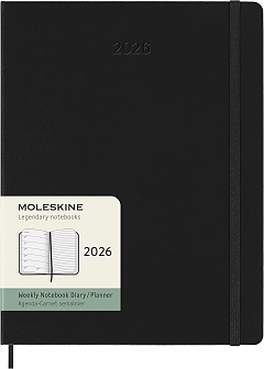 Kalendarz Moleskine 2026 12M rozmiar XL (bardzo duży 19x25 cm) Tygodniowy Czarny Twarda oprawa (Moleskine Weekly Notebook Diary/Planner 2026 Extra Large Black Hard Cover) - 8056999275259
