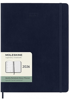 Kalendarz Moleskine 2026 12M rozmiar XL (bardzo duży 19x25 cm) Tygodniowy Niebieski Szafirowy Miękka oprawa (Moleskine Weekly Notebook Diary/Planner 2026 Extra Large Sapphire Blue Soft Cover) - 8056999275242