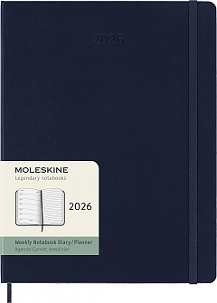 Kalendarz Moleskine 2026 12M rozmiar XL (bardzo duży 19x25 cm) Tygodniowy Niebieski Szafirowy Twarda oprawa (Moleskine Weekly Notebook Diary/Planner 2026 Extra Large Sapphire Blue Hard Cover) - 8056999275235