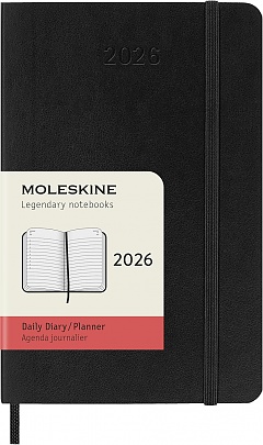 Kalendarz Moleskine 2026 12M rozmiar P (kieszonkowy 9x14 cm) Dzienny Czarny Miękka oprawa (Moleskine Daily Notebook Diary/Planner 2026 Pocket Black Soft Cover) - 8056999274634