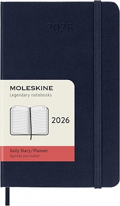 Kalendarz Moleskine 2026 12M rozmiar P (kieszonkowy 9x14 cm) Dzienny Niebieski/Szafirowy Twarda oprawa (Moleskine Daily Notebook Diary/Planner 2026 Pocket Sapphire Blue Hard Cover) - 8056999274597