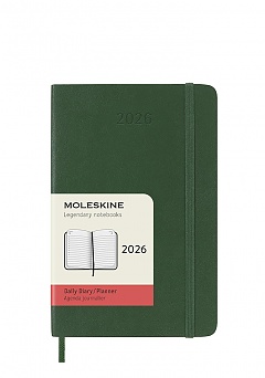 Kalendarz Moleskine 2026 12M rozmiar P (kieszonkowy 9x14 cm) Dzienny Zielony Mirt Miękka oprawa (Moleskine Daily Notebook Diary/Planner 2026 Pocket Myrtle Green Soft Cover) - 8056999275587