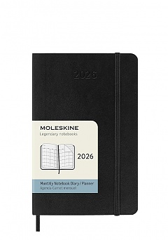 Kalendarz Moleskine 2026 12M rozmiar P (kieszonkowy 9x14 cm) Miesięczny Czarny Miękka oprawa (Moleskine Monthly Diary/Planner 2026 Pocket Black Soft Cover) - 8056999275334