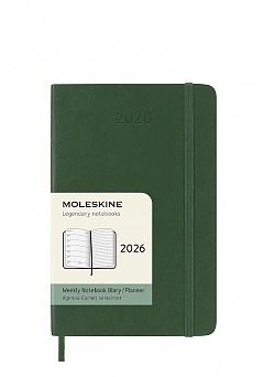 Kalendarz Moleskine 2026 12M rozmiar P (kieszonkowy 9x14 cm) Tygodniowy Zielony Mirt Miękka oprawa (Moleskine Weekly Notebook Diary/Planner 2026 Pocket Myrtle Green Soft Cover) - 8056999275556