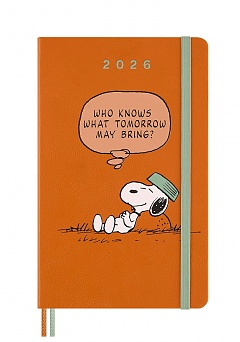 Kalendarz Moleskine 2026 12M Fistaszki Peanuts Snoopy rozmiar L (duży 13x21 cm) Tygodniowy Pomarańczowy Twarda oprawa (Moleskine Limited Edition Peanuts Weekly Notebook/Planner 2022 Large Orange Hard Cover) - 8056999277147