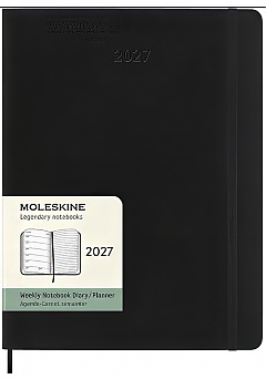 Kalendarz Moleskine 2027 12M rozmiar XL (bardzo duży 19x25 cm) Tygodniowy Czarny Miękka oprawa (Moleskine Weekly Notebook Diary/Planner 2027 Extra Large Black Soft Cover) - 8056999279660