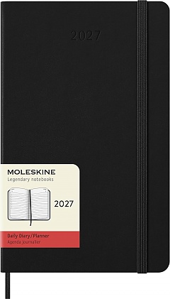 Kalendarz Moleskine 2027 12M rozmiar L (duży 13x21 cm) Dzienny Czarny Twarda oprawa (Moleskine Daily Notebook Diary/Planner 2027 Large Black Hard Cover) - 8056999279363