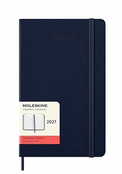 Kalendarz Moleskine 2027 12M rozmiar L (duży 13x21 cm) Dzienny Niebieski/Szafirowy Twarda oprawa (Moleskine Daily Notebook Diary/Planner 2027 Large Sapphire Blue Hard Cover) - 8056999279356