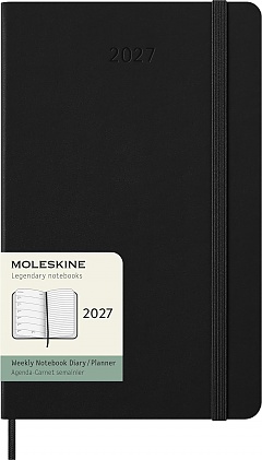 Kalendarz Moleskine 2027 12M rozmiar L (duży 13x21 cm) Tygodniowy Czarny Twarda oprawa (Moleskine Weekly Notebook Diary/Planner 2027 Large Black Hard Cover) - 8056999279509