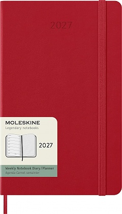 Kalendarz Moleskine 2027 12M rozmiar L (duży 13x21 cm) Tygodniowy Czerwony/ Szkarłatny Twarda oprawa (Moleskine Weekly Notebook Diary/Planner 2027 Large Scarlet Red Hard Cover) - 8056999279516