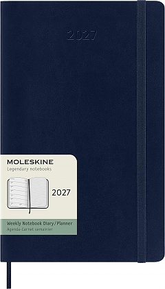 Kalendarz Moleskine 2027 12M rozmiar L (duży 13x21 cm) Tygodniowy Niebieski/ Szafirowy Miękka oprawa (Moleskine Weekly Notebook Diary/Planner 2027 Large Sapphire Blue Soft Cover) - 8056999279523