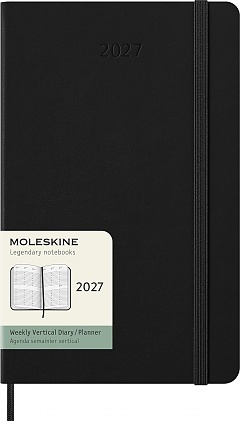 Kalendarz Moleskine 2027 12M rozmiar L (duży 13x21 cm) Wertykalny Tygodniowy Czarny Twarda oprawa (Moleskine Weekly Vertical Diary/Planner 2027 Large Black Hard Cover) - 8056999275358